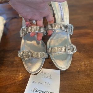 Manolo Blahnik crystal womens heels size 50